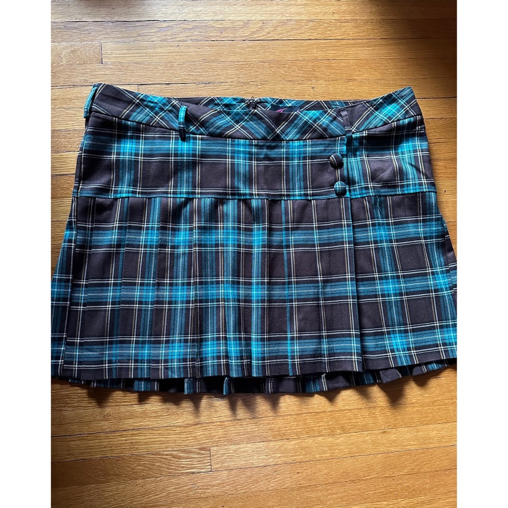 Y2K torrid brown & blue plaid pleated skirt, size 20